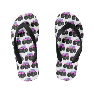 Pink Monster LKW Cartoon Illustration Kinderbadesandalen