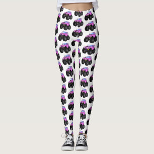Pink Monster LKW Cartoon Illustration Leggings