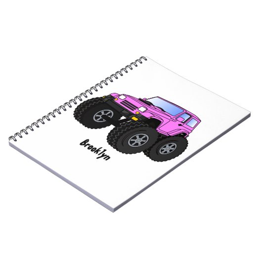 Pink Monster LKW Cartoon Illustration Notizblock (Linke Seite)