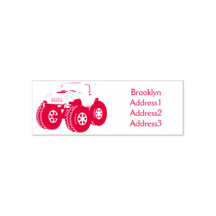 Pink Monster LKW Cartoon Illustration Permastempel