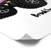 Pink Monster LKW Cartoon Illustration Poster (Ecke)