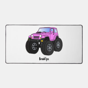 Pink Monster LKW Cartoon Illustration Schreibtischunterlage