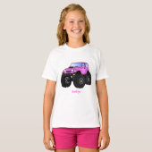 Pink Monster LKW Cartoon Illustration T-Shirt (Vorne ganz)