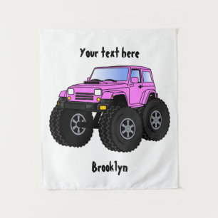 Pink Monster LKW Cartoon Illustration Wandteppich