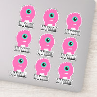 Pink Monster Monogram Name Aufkleber Pack