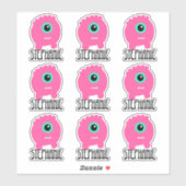 Pink Monster Monogram Name Aufkleber Pack (Blatt)