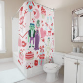 pink monster valentines bride frankenstein mummy duschvorhang (Beispiel)