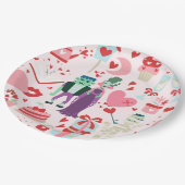 pink monster valentines bride frankenstein mummy pappteller (Schrägansicht)