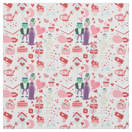 pink monster valentines bride frankenstein mummy stoff (Muster)