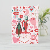 pink monster valentines vampire ghost einladung (Stehend Vorderseite)