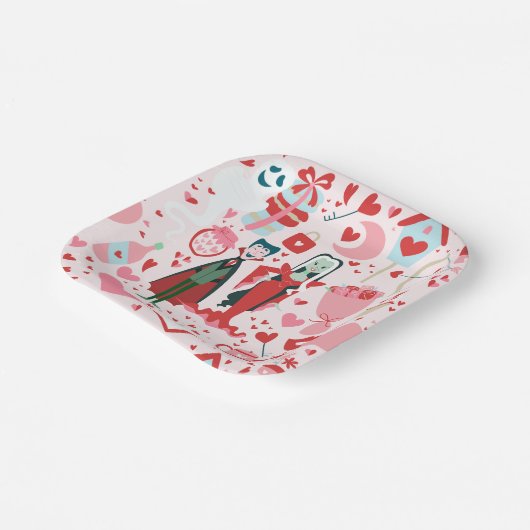 pink monster valentines vampire ghost pappteller (Gewinkelt)