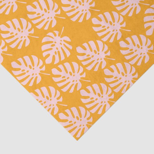 Pink Monstera Leaves Tissue Paper Seidenpapier (Ausschnitt)