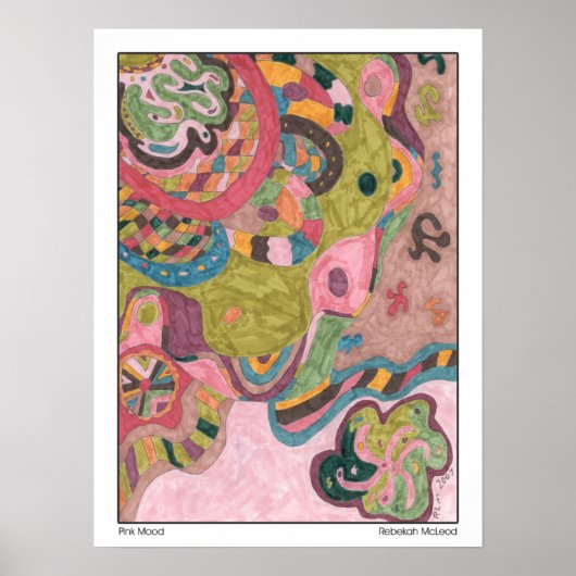 "Pink Mood" Abstrakte Kunst Poster (Vorne)