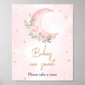 Pink Moon and Stars Baby Dusche Babys sind süß Poster (Vorne)