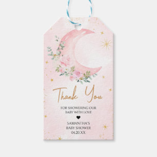 Pink Moon and Stars Baby Duwer Fevor Tags Geschenkanhänger