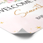 Pink Moon and Stars Babydusche Willkommen Poster (Ecke)