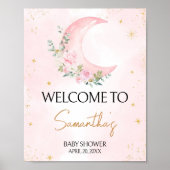 Pink Moon and Stars Babydusche Willkommen Poster (Vorne)