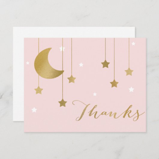 Pink Moon and Stars Flat Danke, Hinweis Begleitkarte (Vorne/Hinten)