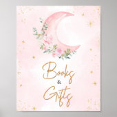 Pink Moon and Stars Kinderdusche Bücher und Gesche Poster (Vorne)