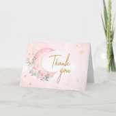 Pink Moon and Stars Kinderdusche Dankeskarte (Vorderseite)