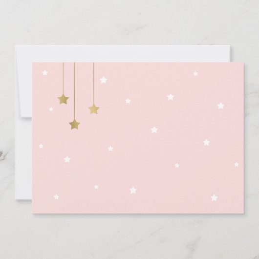 Pink Moon and Stars Kinderdusche Einladung (Rückseite)