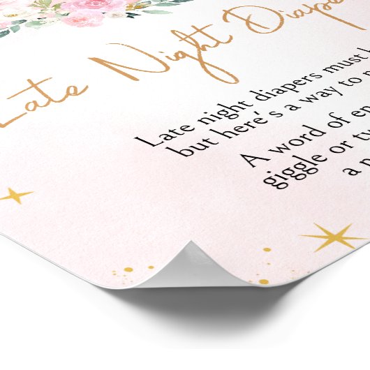 Pink Moon and Stars Kinderdusche Späte Nachttauche Poster (Ecke)