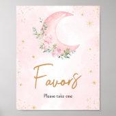 Pink Moon and Stars Kinderduschfavoriten Poster (Vorne)