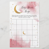 Pink Moon Baby Dusche Bingo Spiel (Vorderseite)
