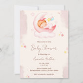 Pink Moon Babydusche Einladung (Vorderseite)