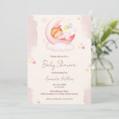 Pink Moon Babydusche Einladung (Stehend Vorderseite)