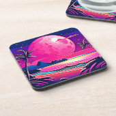 Pink Moon Beachscape Art Getränkeuntersetzer (Linke Seite)