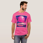 Pink Moon Beachscape Art T-Shirt (Vorne ganz)