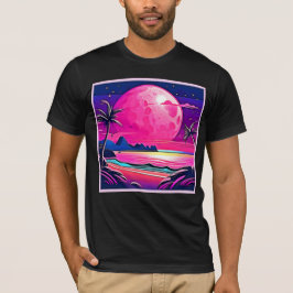 Pink Moon Beachscape Art T-Shirt
