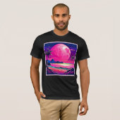 Pink Moon Beachscape Art T-Shirt (Vorne ganz)
