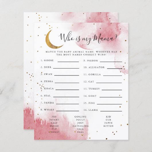 Pink Moon, der mein Mama Baby Duschspiel ist (Vorne/Hinten)