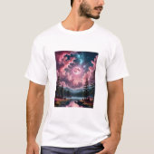Pink Moon Fantasy Dreamy Night Sky Landscape T-Shi T-Shirt (Vorderseite)
