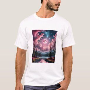 Pink Moon Fantasy Dreamy Night Sky Landscape T-Shi T-Shirt