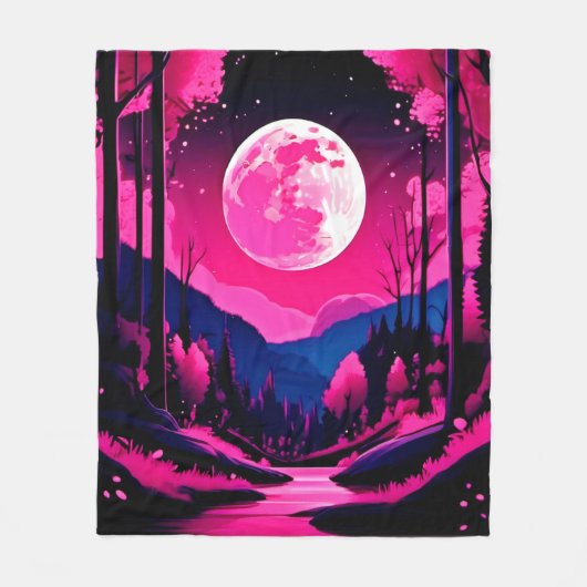 Pink Moon Fantasy Fleecedecke (Vorderseite)