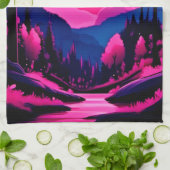 Pink Moon Fantasy Geschirrtuch (Gefaltet)