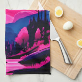 Pink Moon Fantasy Geschirrtuch (Viertel Falte)