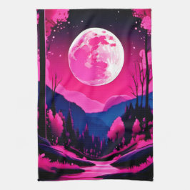 Pink Moon Fantasy Geschirrtuch