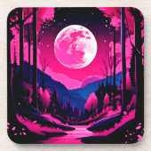 Pink Moon Fantasy Getränkeuntersetzer (Vorderseite)