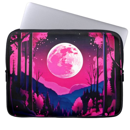 Pink Moon Fantasy Laptopschutzhülle (Vorderseite)