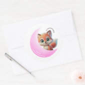 Pink Moon Fox Sticker (Umschlag)