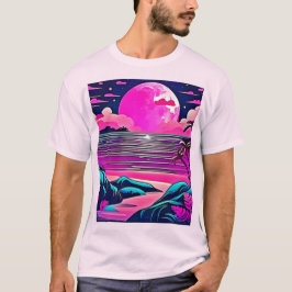 Pink Moon Neon Beachscape T-Shirt