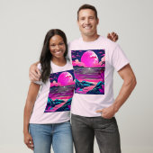 Pink Moon Neon Beachscape T-Shirt (Unisex)