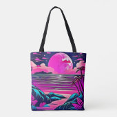 Pink Moon Neon Beachscape Tasche (Rückseite)