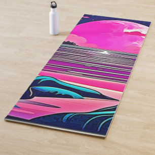 Pink Moon Neon Beachscape Yogamatte