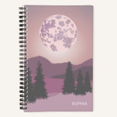 Pink Moon Over Mountains Anpassbar Notebook Notizblock (Vorderseite)