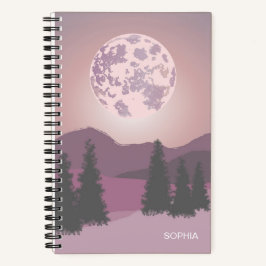 Pink Moon Over Mountains Anpassbar Notebook Notizblock